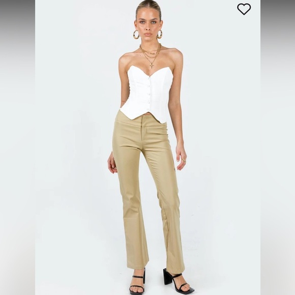 NWT Princess Polly TABITHIA LOW RISE PANTS BEIGE us 8 - Picture 1 of 11